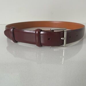 Banana Republic Men's Leather Belt in Burgundy with Silver Buckle
